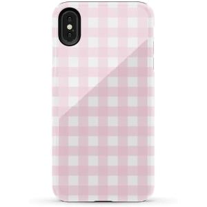 Casely iPhone Xs Max Case | Purple Taupe on Nude | Bold Protective Design(Pink Plaid | Sunday Best)