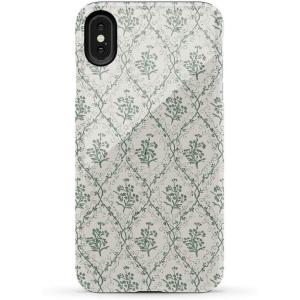 Casely iPhone Xs Max Case | Purple Taupe on Nude | Bold Protective Design(Sage Tapestry | Floral Vines)