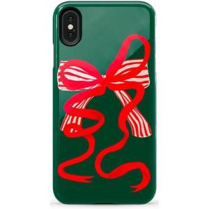 Casely iPhone Xs Max Case | Purple Taupe on Nude | Bold Protective Design(Santa’s Favorite | Holiday Bow)