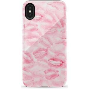 Casely iPhone Xs Max Case | Purple Taupe on Nude | Bold Protective Design(Sealed with a Kiss | Pink Lipstick)