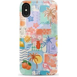Casely iPhone Xs Max Case | Purple Taupe on Nude | Bold Protective Design(Tropical Heat | Beachy Collage)