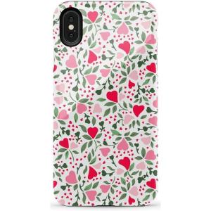 Casely iPhone Xs Max Case | Purple Taupe on Nude | Bold Protective Design(Vines of Love | Floral Heart)