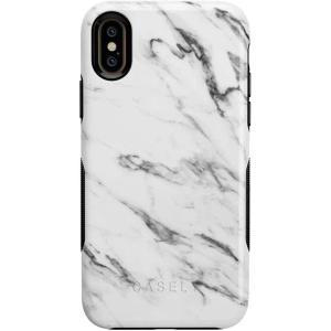 Casely iPhone Xs Max Case | Purple Taupe on Nude | Bold Protective Design(White Marble)