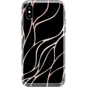 Casely iPhone X/XS Case | Branching Out | Festive Floral | Classic Ultra Slim Design(Midnight Ride | Black and Gold Metallic Waves)