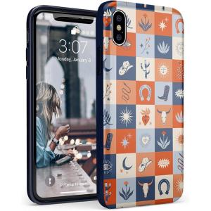 Casely iPhone X/XS Case | Outside The Lines | Crayola Marker | Classic Ultra Slim Design(Dirt Road Chic | Western Squares)