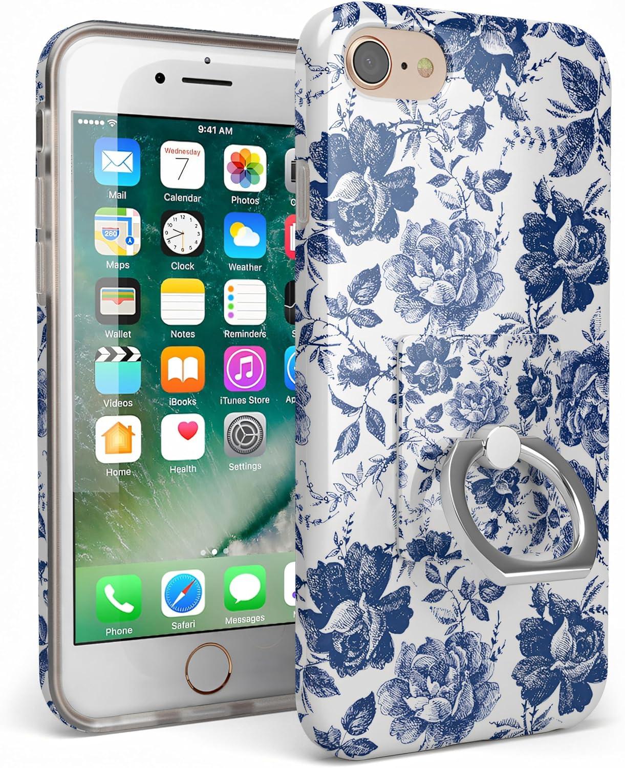 imageCasely Phone Ring Black Marble Phone Ring 360 Degree Complete Swivel Strong Adhesive Remove and Reuse Works on Any PhoneRose to Fame Blue White Rose