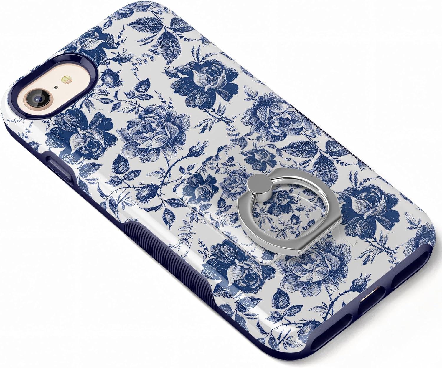 imageCasely Phone Ring Black Marble Phone Ring 360 Degree Complete Swivel Strong Adhesive Remove and Reuse Works on Any PhoneRose to Fame Blue White Rose