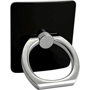 Casely Phone Ring | Black Marble Phone Ring | 360 Degree Complete Swivel, Strong Adhesive, Remove and Reuse, Works on Any Phone(Black Ring & Kickstand)