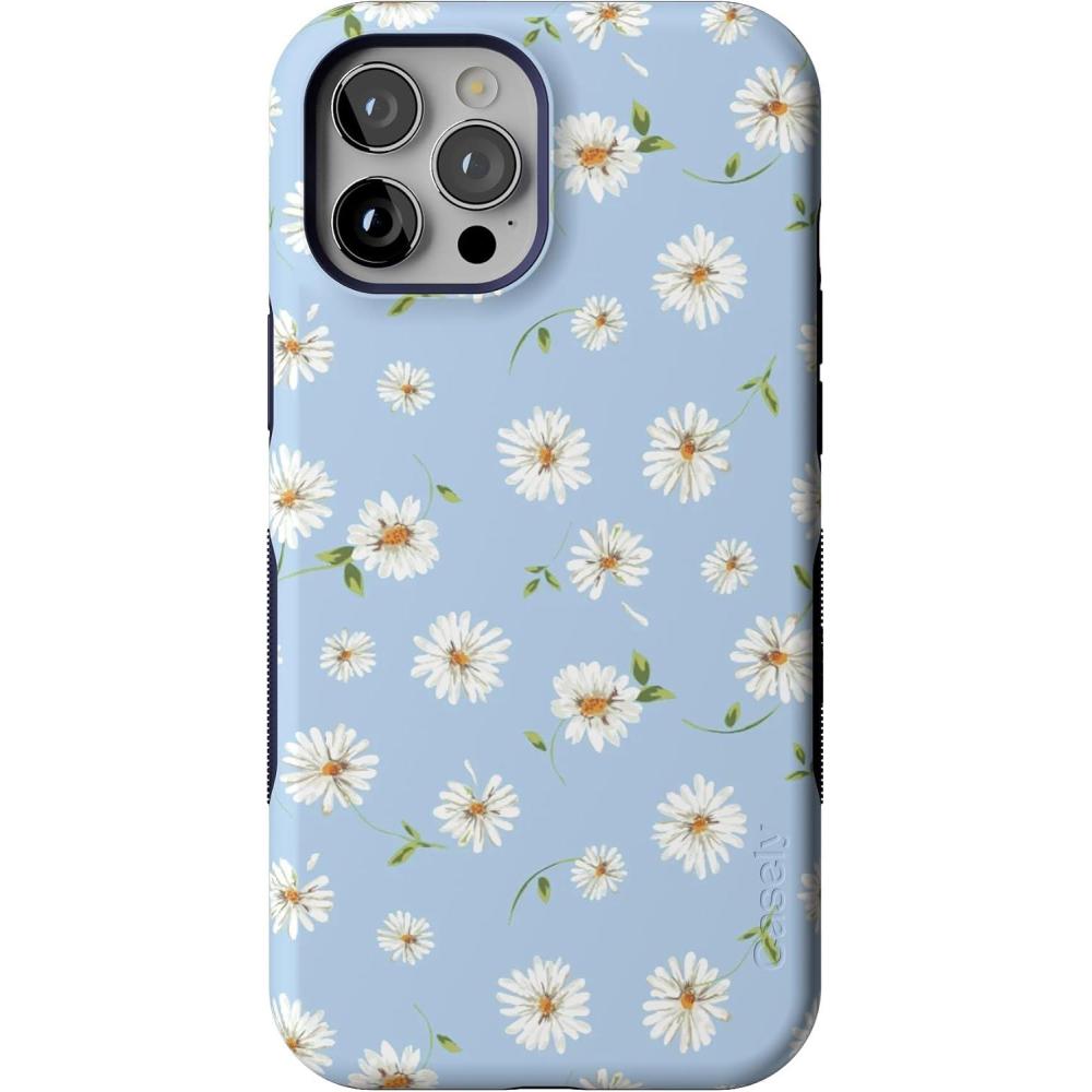 imageCasely iPhone 12 Pro Max Case  Mystic Meadow  Green Gardens  Bold Protective Design  MagSafe Compatible DesignDaisy Daydream  Baby Blue Floral