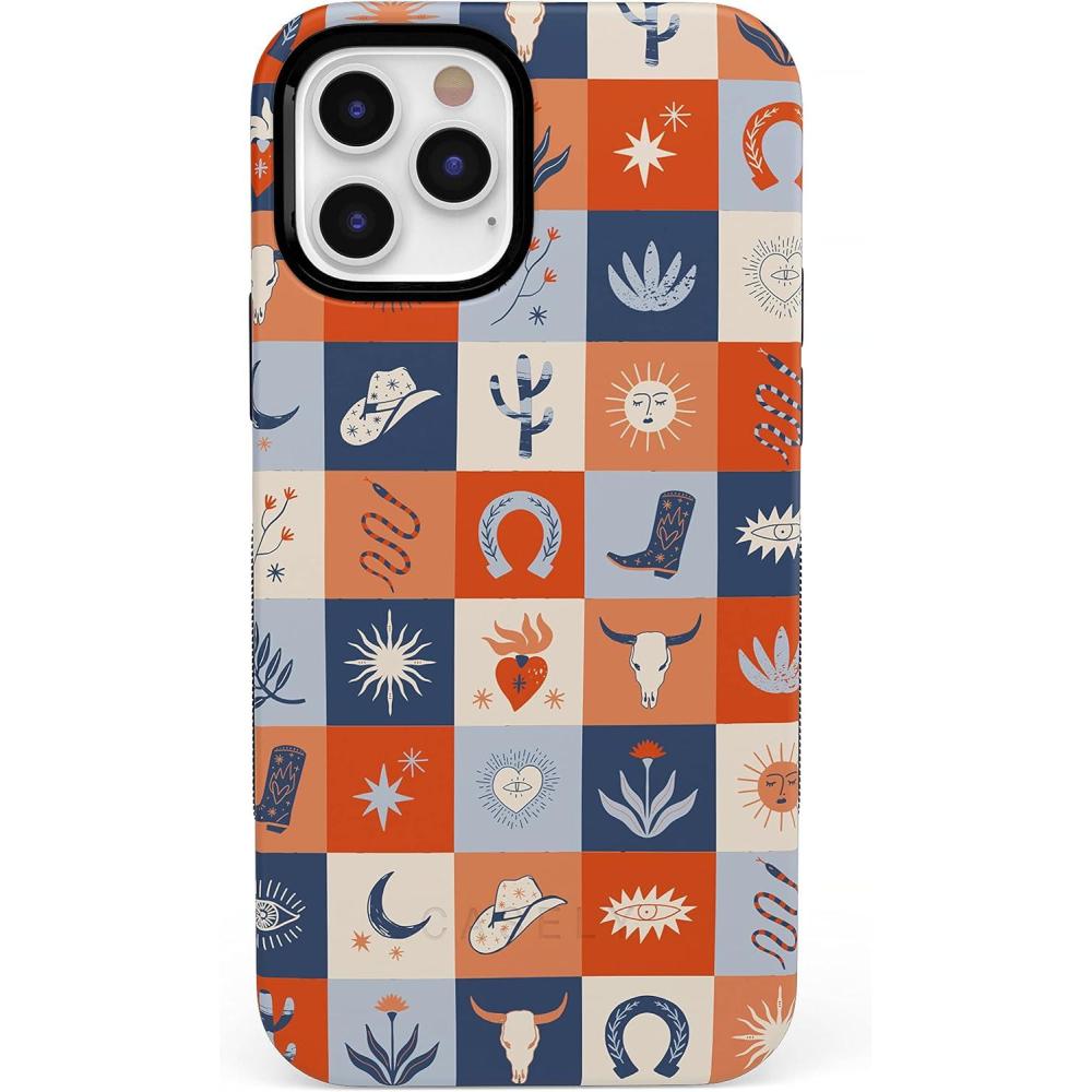 imageCasely iPhone 12 Pro Max Case  Mystic Meadow  Green Gardens  Bold Protective Design  MagSafe Compatible DesignDirt Road Chic  Western Squares