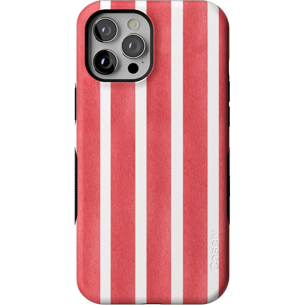 imageCasely iPhone 12 Pro Max Case  Mystic Meadow  Green Gardens  Bold Protective Design  MagSafe Compatible DesignEast Coast Summer  Red Stripes