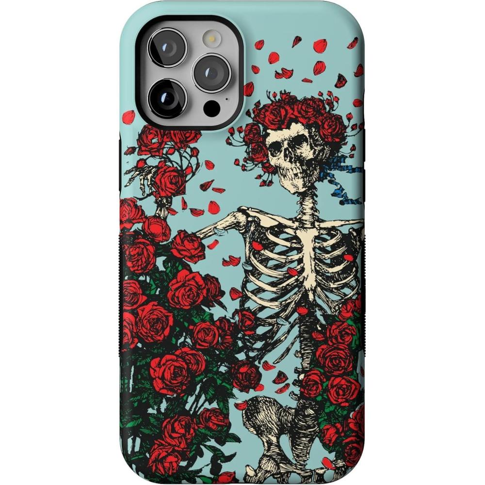 imageCasely iPhone 12 Pro Max Case  Mystic Meadow  Green Gardens  Bold Protective Design  MagSafe Compatible DesignForever Grateful  Grateful Dead Skeleton Floral