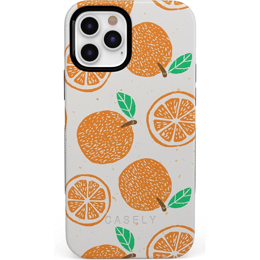 imageCasely iPhone 12 Pro Max Case  Mystic Meadow  Green Gardens  Bold Protective Design  MagSafe Compatible DesignMain Squeeze  Orange Stamped