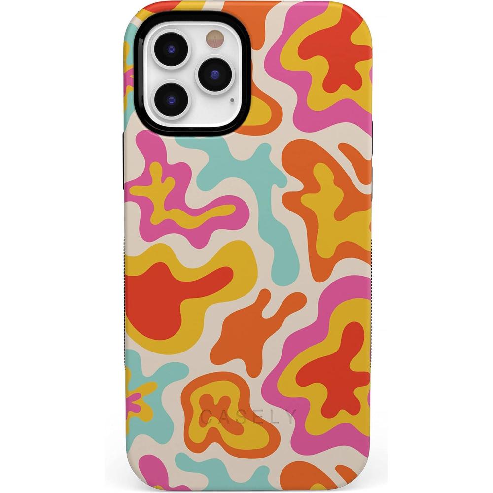 imageCasely iPhone 12 Pro Max Case  Mystic Meadow  Green Gardens  Bold Protective Design  MagSafe Compatible DesignTropical Color Splash  Abstract Retro