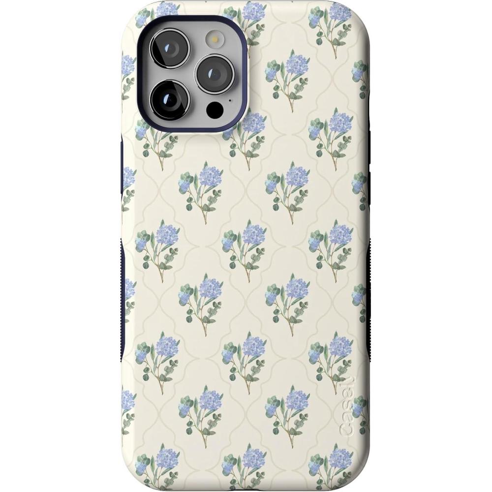 imageCasely iPhone 12 Pro Max Case  Mystic Meadow  Green Gardens  Bold Protective Design  MagSafe Compatible DesignVintage Garden  Blue Hydrangea
