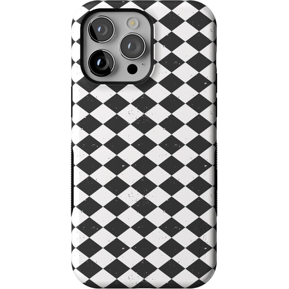 imageCasely iPhone 13 Pro Case  Harlequin Salem Diamond  Black and White  Bold Protective Design  MagSafe Compatible Design