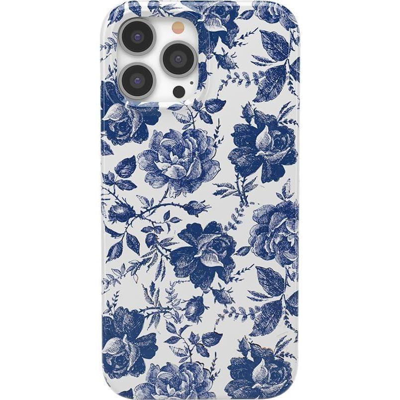 imageCasely iPhone 13 Pro Max Case  Clear Skies  Clear Shimmer  Compatible with MagSafe  Classic Ultra Slim DesignRose to Fame  Blue  White Rose Floral
