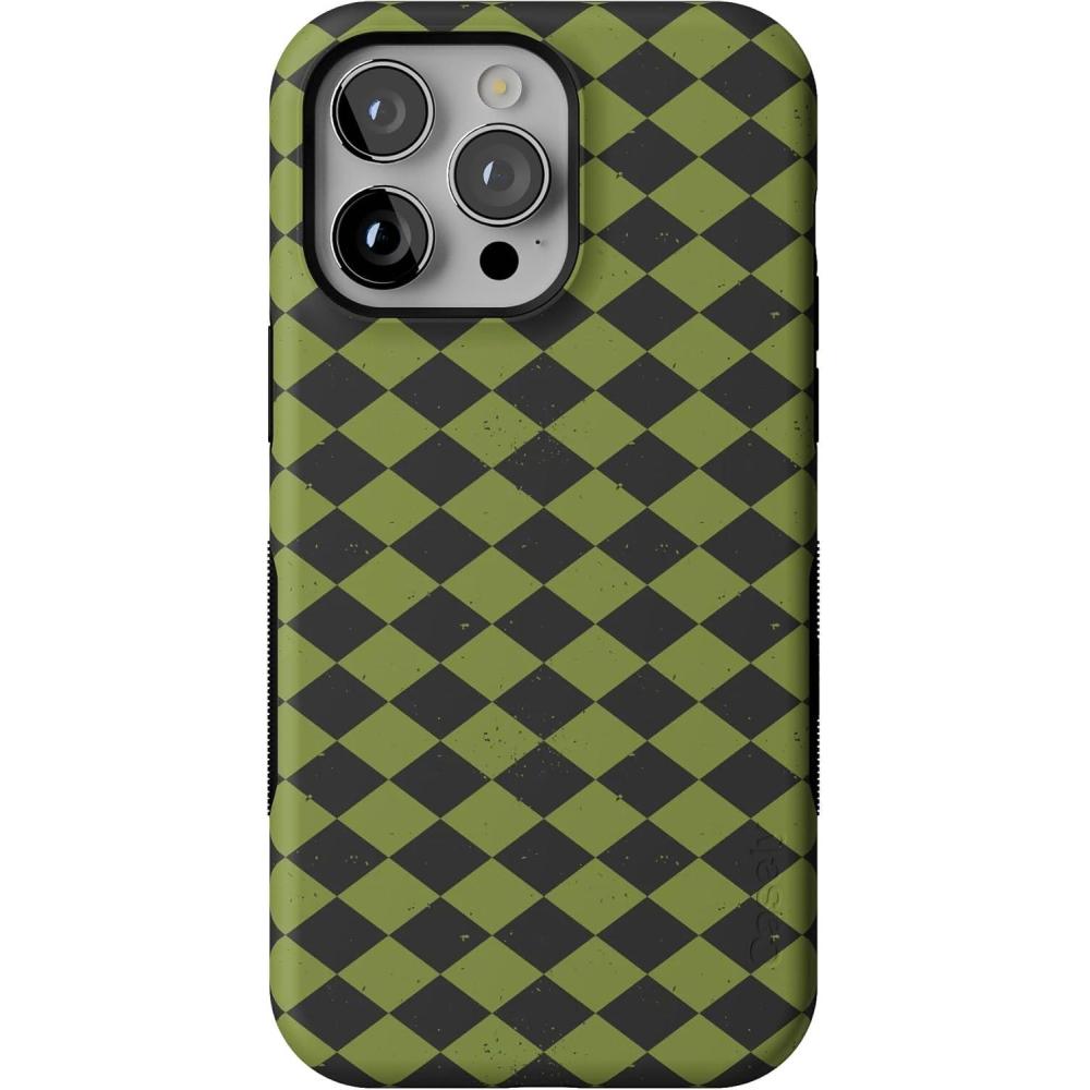 imageCasely iPhone 13 Pro Max Case  Harlequin Wicked Diamond  Black and Green  Bold Protective Design  MagSafe Compatible Design