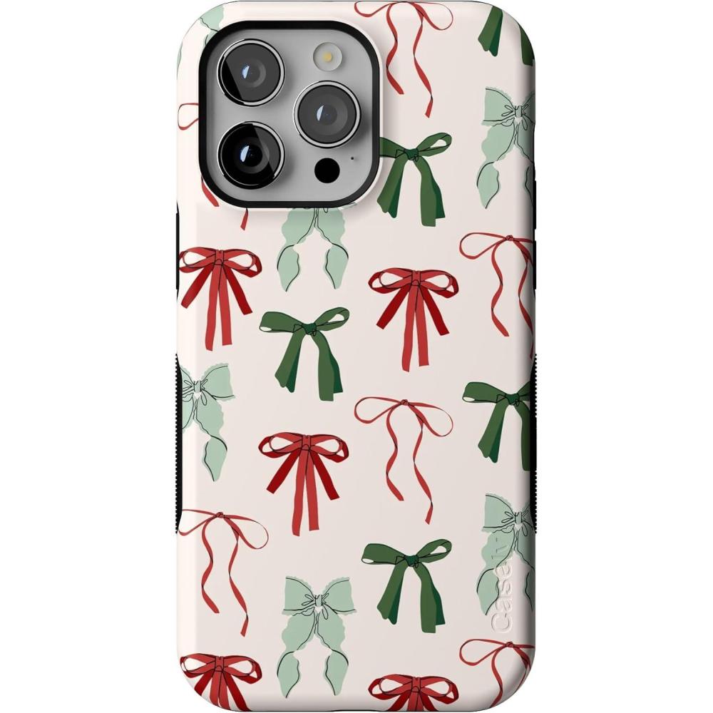 imageCasely iPhone 14 Pro Max Case  Festive Girlie  Holiday Bows  Bold Protective Design  MagSafe Compatible Design