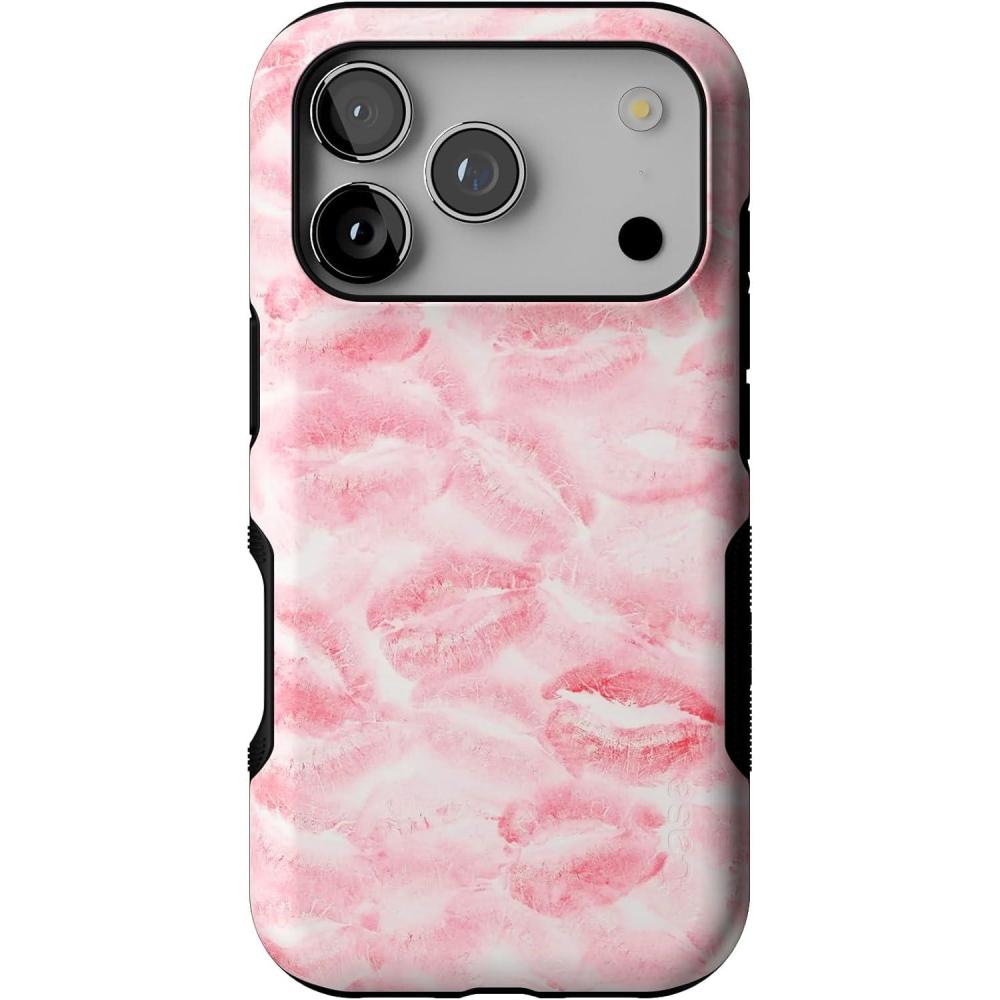 imageCasely iPhone 17 Pro Case  Be Mine  Tiny Hearts  Bold Protective Design  Compatible with MagSafeSealed with a Kiss  Pink Lipstick