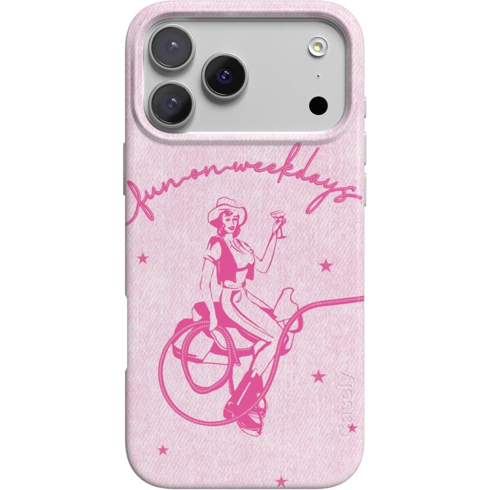 imageCasely iPhone 17 Pro Case  Chelsea Checker  Starlight Tiles  Compatible with MagSafe  Classic Ultra Slim DesignDenim Cowgirl  Fun on Weekdays