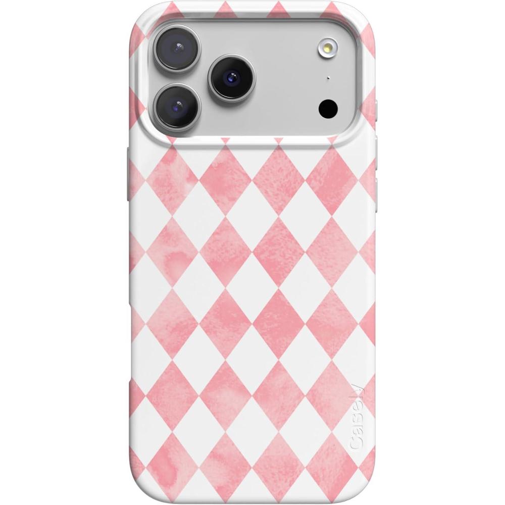 imageCasely iPhone 17 Pro Case  Chelsea Checker  Starlight Tiles  Compatible with MagSafe  Classic Ultra Slim DesignQueen of Diamonds  Pink Watercolor