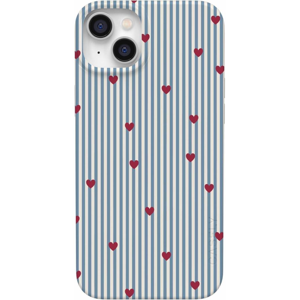 imageCasely iPhone 17 Pro Case  Heart Noir  Tiny Hearts  Compatible with MagSafe  Classic Ultra Slim DesignLove Lines  Blue Stripes