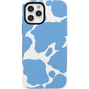 Casely iPhone 12 Pro Max Case | Mystic Meadow | Green Gardens | Bold Protective Design | MagSafe Compatible Design(Current MOOd | Light Blue Cow Print)