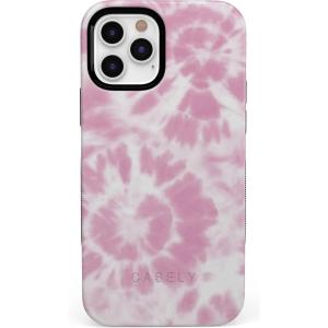 Casely iPhone 12 Pro Max Case | Mystic Meadow | Green Gardens | Bold Protective Design | MagSafe Compatible Design(Down for Whatever | Light Pink Tie Dye)