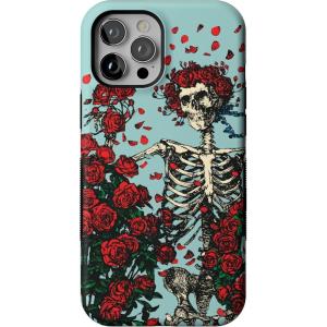 Casely iPhone 12 Pro Max Case | Mystic Meadow | Green Gardens | Bold Protective Design | MagSafe Compatible Design(Forever Grateful | Grateful Dead Skeleton Floral)