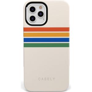 Casely iPhone 12 Pro Max Case | Mystic Meadow | Green Gardens | Bold Protective Design | MagSafe Compatible Design(Rainbow Stripes Color Block)