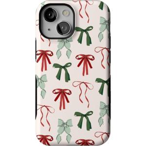 Casely iPhone 13 Mini Case | Festive Girlie | Holiday Bows | Bold Protective Design | MagSafe Compatible Design