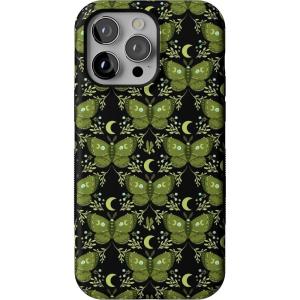 Casely iPhone 13 Pro Case | Mystic Moths | Green Twilight | Bold Protective Design | MagSafe Compatible Design