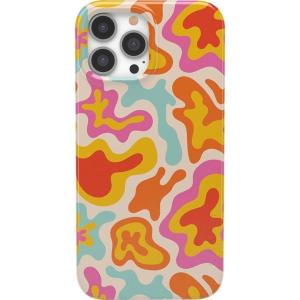 Casely iPhone 13 Pro Max Case | Clear Skies | Clear Shimmer | Compatible with MagSafe | Classic Ultra Slim Design(Tropical Color Splash | Abstract Retro)