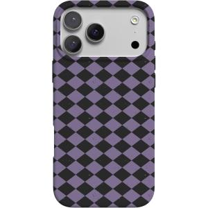 Casely iPhone 17 Pro Case | Chelsea Checker | Starlight Tiles | Compatible with MagSafe | Classic Ultra Slim Design(Harlequin Midnight Diamond | Black and Purple)