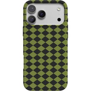 Casely iPhone 17 Pro Case | Chelsea Checker | Starlight Tiles | Compatible with MagSafe | Classic Ultra Slim Design(Harlequin Wicked Diamond | Black and Green)