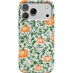 Casely iPhone 17 Pro Case | Chelsea Checker | Starlight Tiles | Compatible with MagSafe | Classic Ultra Slim Design(Pumpkin Patch | Green Vines)