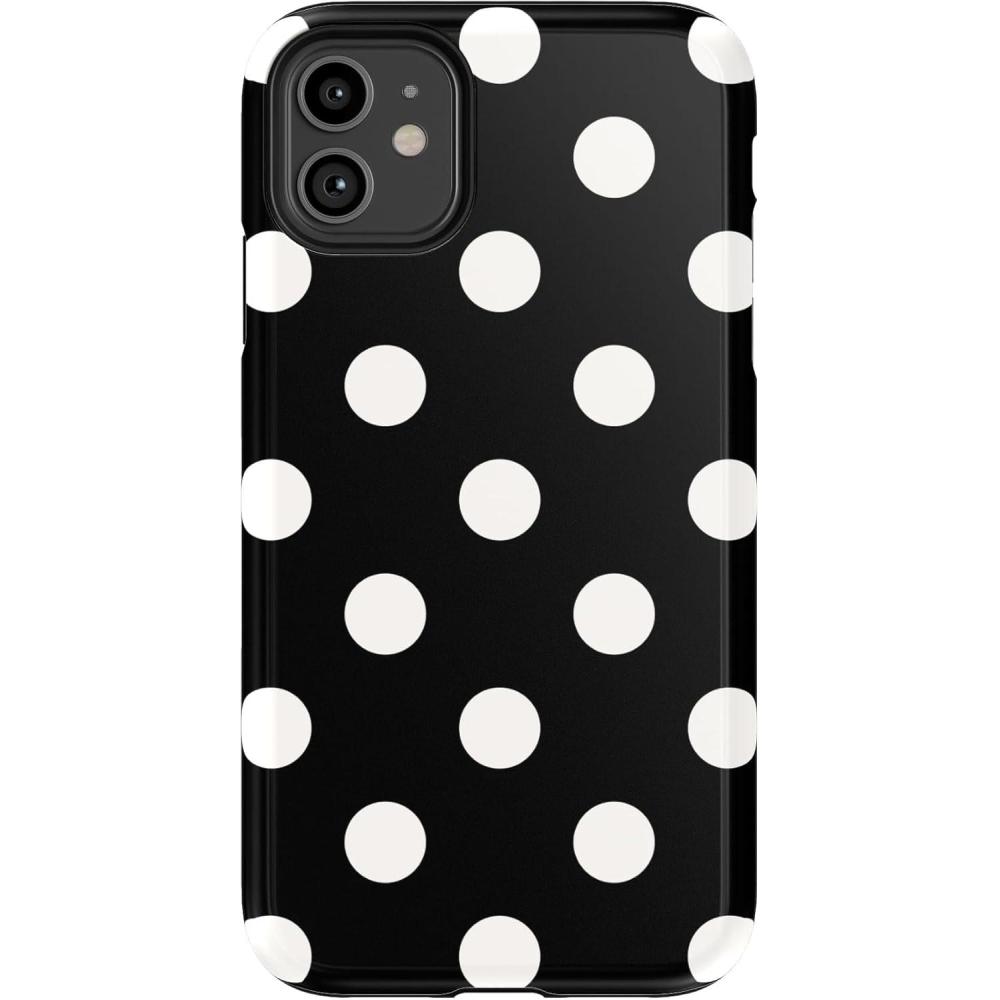 imageCasely iPhone 11 Case  Cowgirl Canyon  FashionPass x Casely  Essential Slim DualLayer Protective DesignHigh Contrast  Black Polka Dot