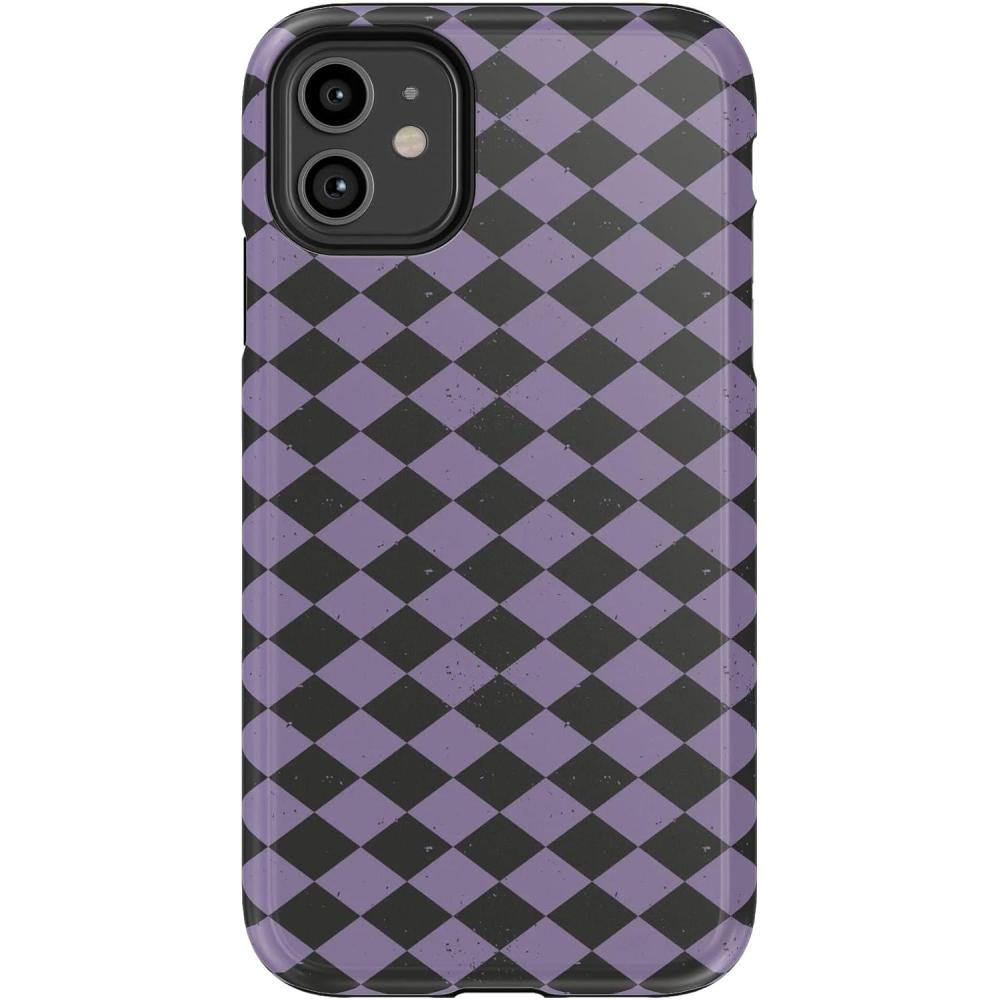 imageCasely iPhone 11 Case  Harlequin Midnight Diamond  Black and Purple  Essential Slim DualLayer Protective Design