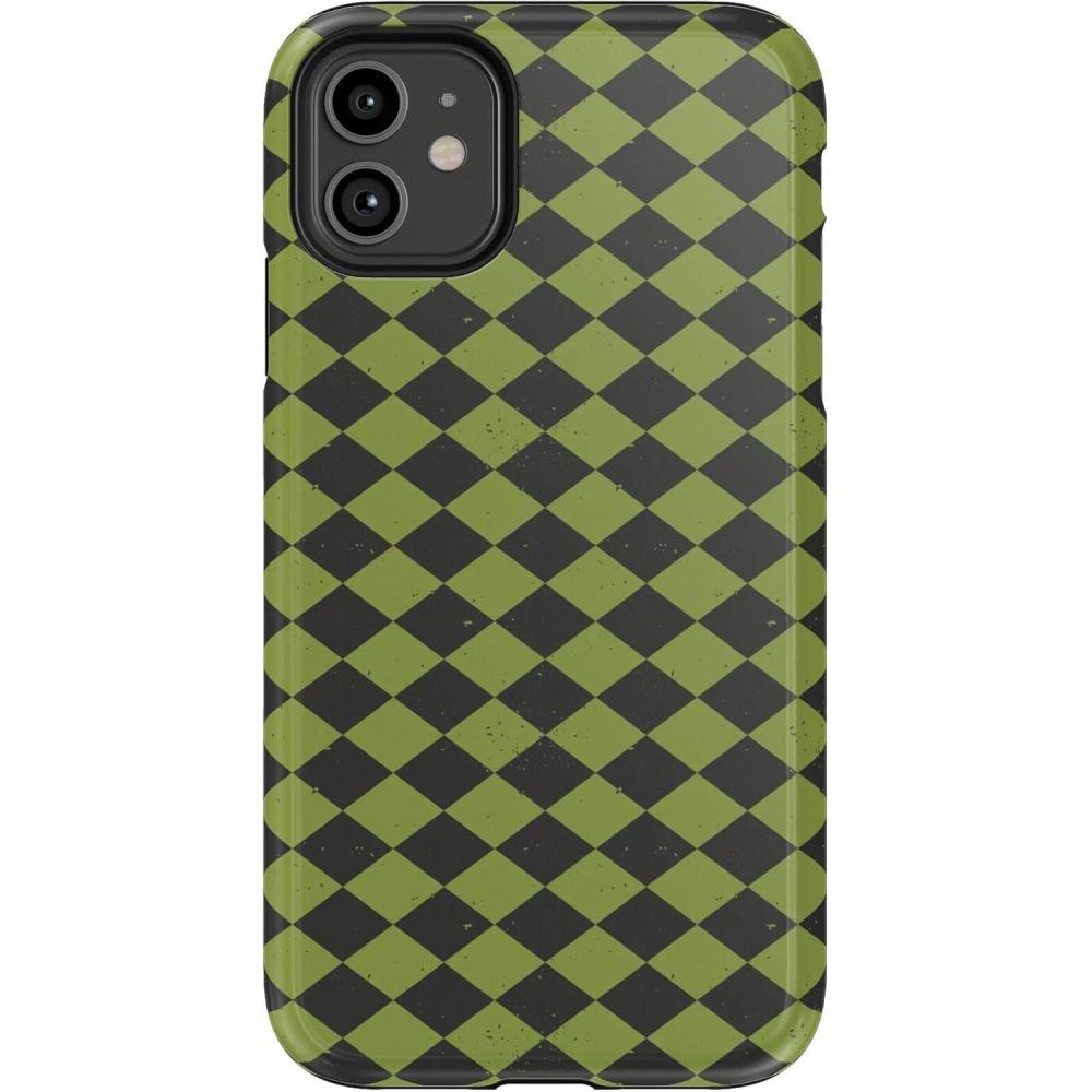 imageCasely iPhone 11 Case  Harlequin Wicked Diamond  Black and Green  Essential Slim DualLayer Protective Design