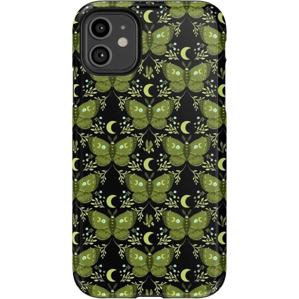 imageCasely iPhone 11 Case  Mystic Moths  Green Twilight  Essential Slim DualLayer Protective Design