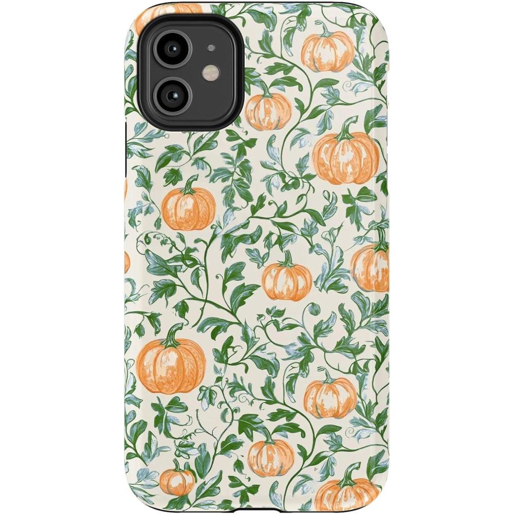 imageCasely iPhone 11 Case  Pumpkin Patch  Green Vines  Essential Slim DualLayer Protective Design