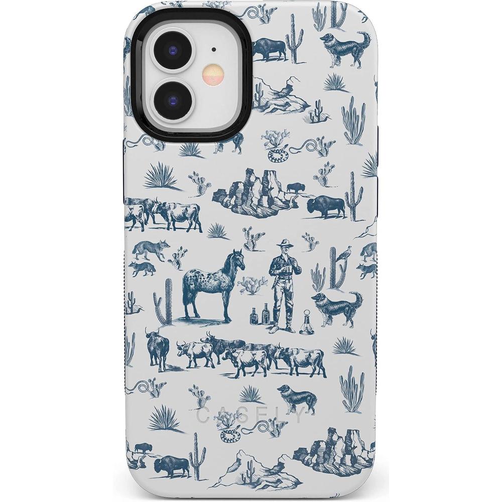 imageCasely iPhone 11 Case  Rose to Fame  Blue amp White Floral  Bold Protective DesignWild West Adventure  Desert