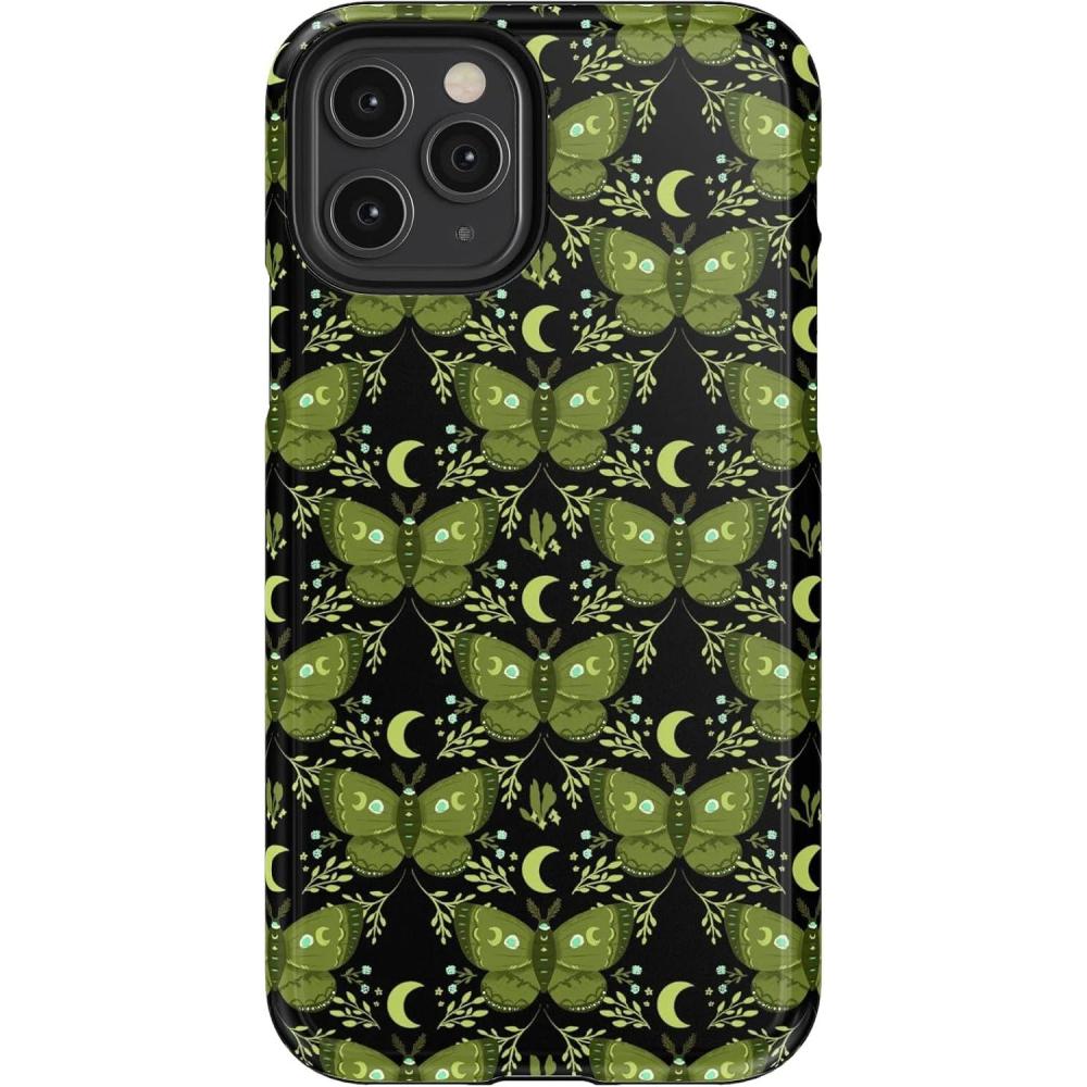 imageCasely iPhone 11 Pro Case  Mystic Moths  Green Twilight  Essential Slim DualLayer Protective Design
