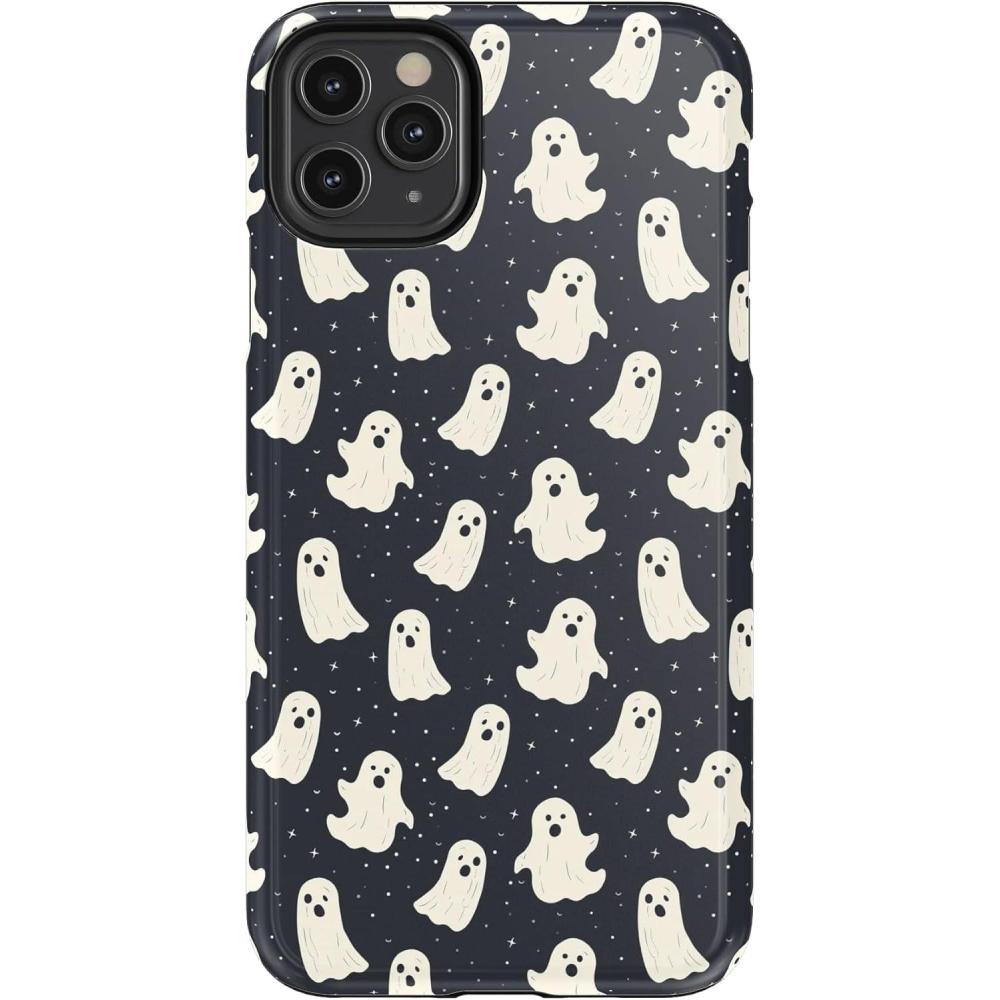 imageCasely iPhone 11 Pro Max Case  Dark Fantasy  Contrast Floral  Essential Slim DualLayer Protective DesignAll Boos No Bite  Friendly Ghost