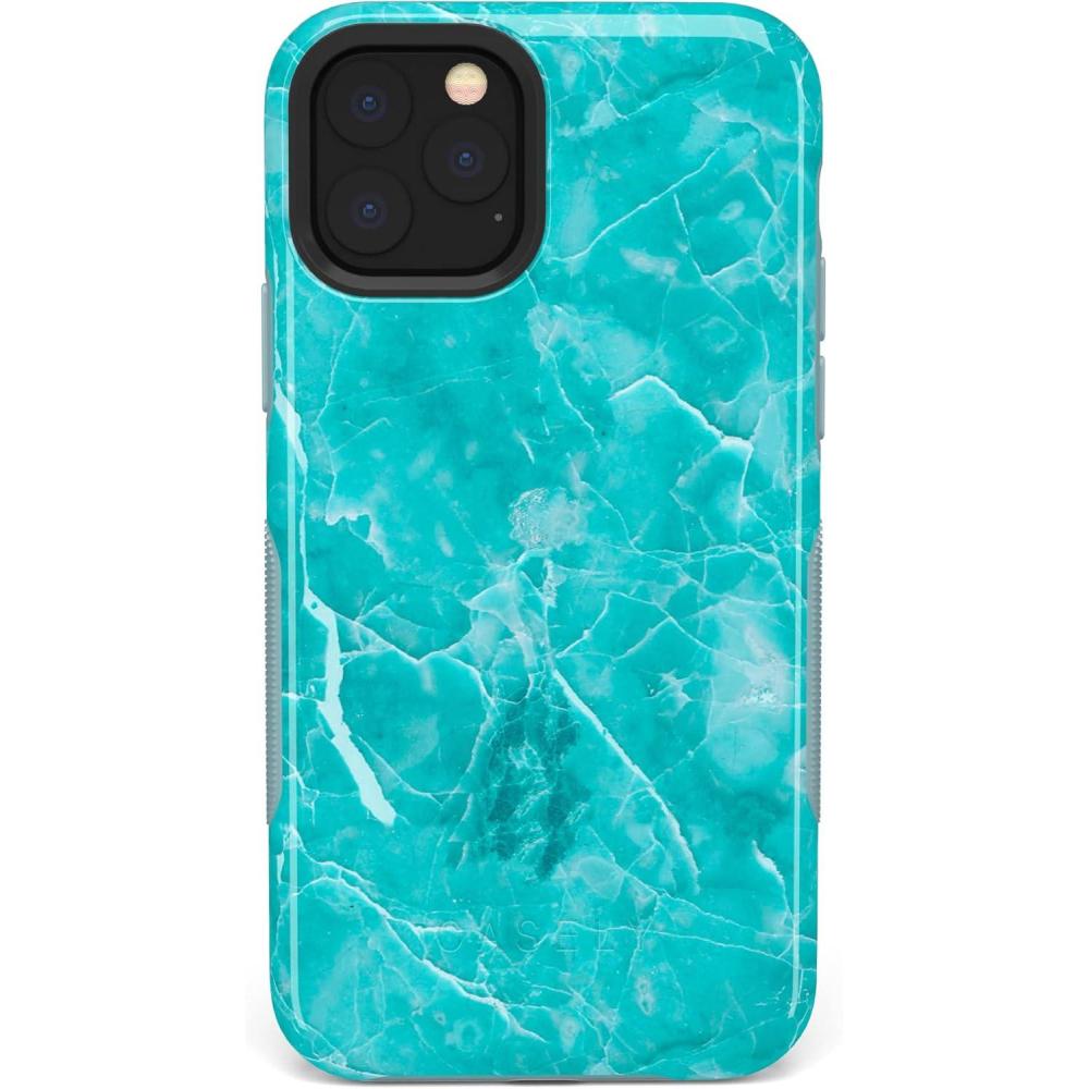 imageCasely iPhone 11 Pro Max Case  Dark Fantasy  Contrast Floral  Essential Slim DualLayer Protective DesignBeautiful Teal Blue Seaglass