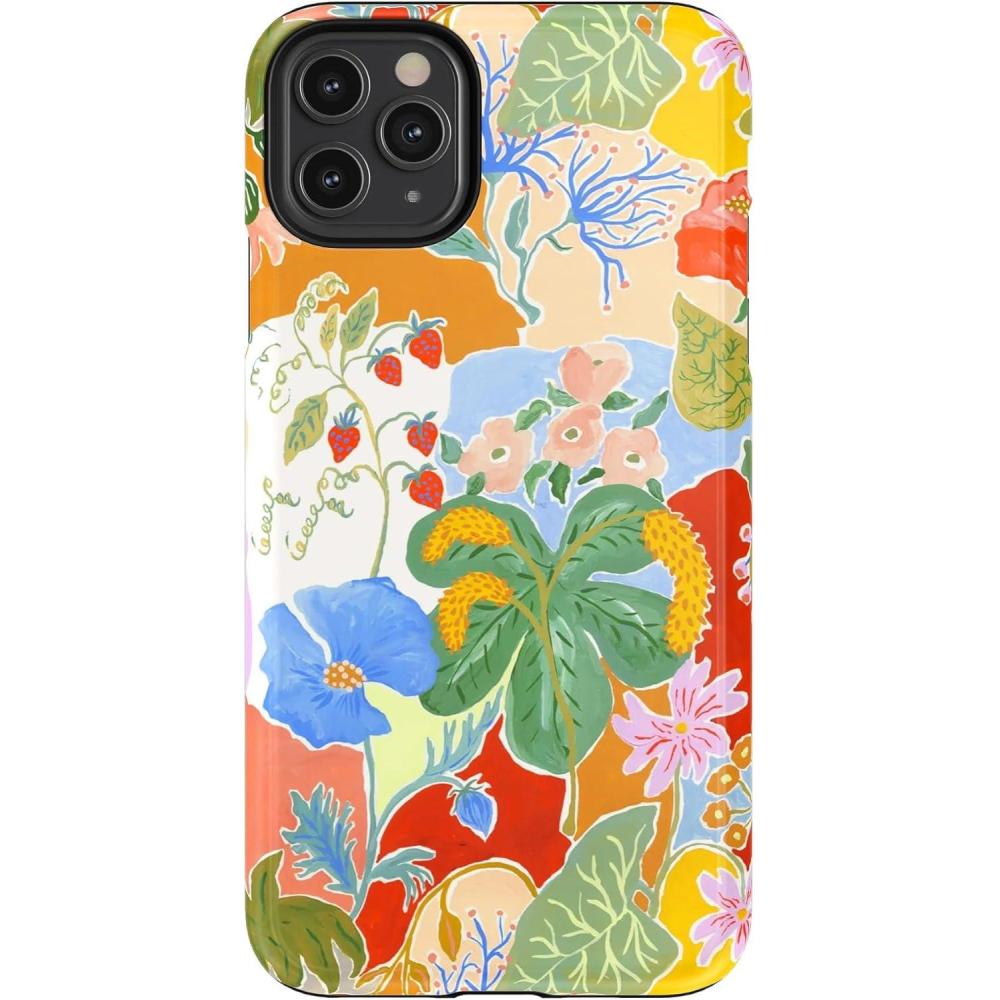 imageCasely iPhone 11 Pro Max Case  Dark Fantasy  Contrast Floral  Essential Slim DualLayer Protective DesignBotanical Blooms  Floral Patchwork