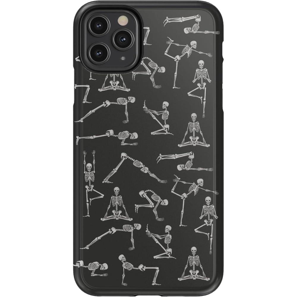 imageCasely iPhone 11 Pro Max Case  Dark Fantasy  Contrast Floral  Essential Slim DualLayer Protective DesignCorpse Pose  Skeleton Yoga