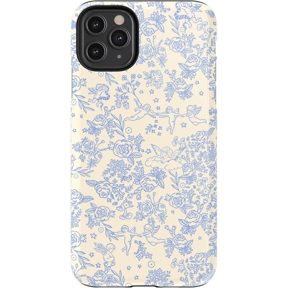 imageCasely iPhone 11 Pro Max Case  Dark Fantasy  Contrast Floral  Essential Slim DualLayer Protective DesignCupids Canvas  Periwinkle Floral