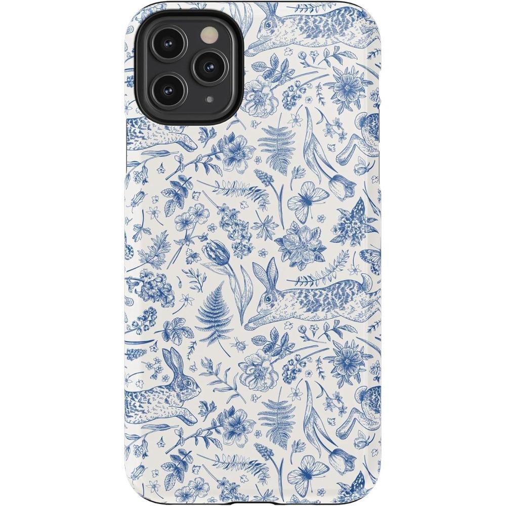 imageCasely iPhone 11 Pro Max Case  Dark Fantasy  Contrast Floral  Essential Slim DualLayer Protective DesignHop  Bloom  Bunny Toile